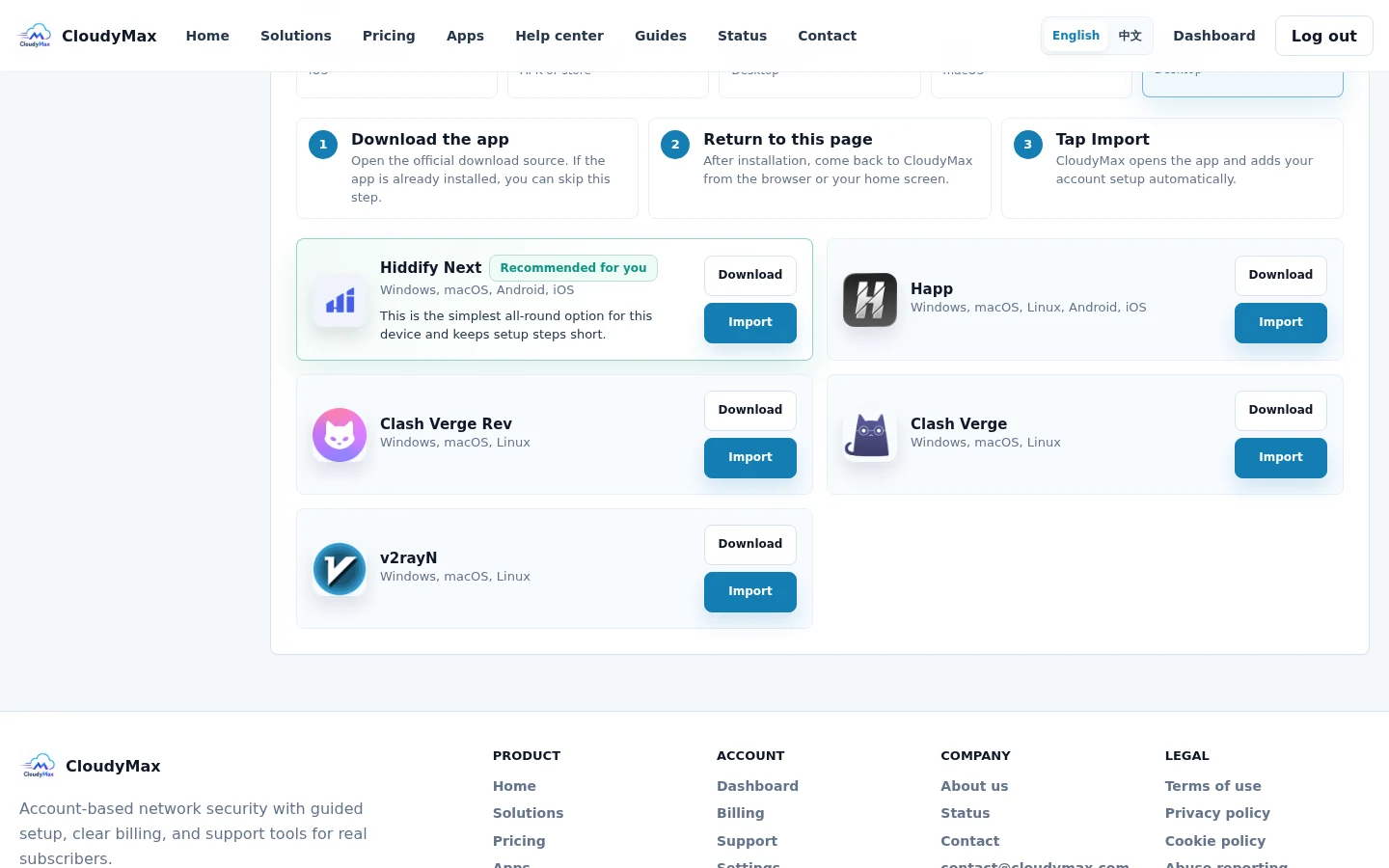 CloudyMax import control after a refresh
